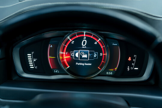Cluj-Napoca, Cluj-Romania-10.15.2023-Webasto Parking Heater Integration in Volvo S80 Instrument Cluster Menu