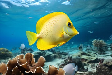 yellow tang fish in ocean natural environment. Ocean nature photography