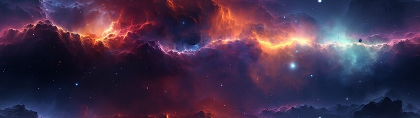 aurora cosmic banner background - obrazy, fototapety, plakaty