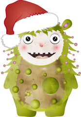 fröhliches grünes Monster feiert Weihnachten