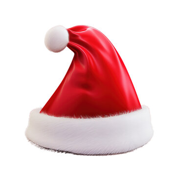 Santa Claus Cap on isolated transparent background, png.