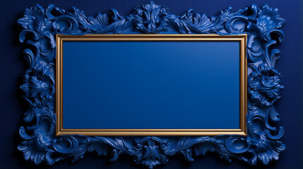 A royal blue frame with a glossy finish and a floral border