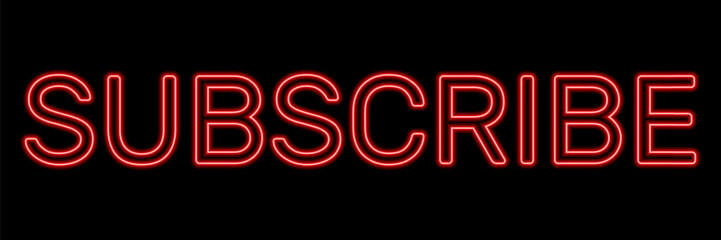 Subscribe sign neon signboard isolated on black background vector. Follow me neon button, design template, night neon signboard, night bright advertising, light banner, light art