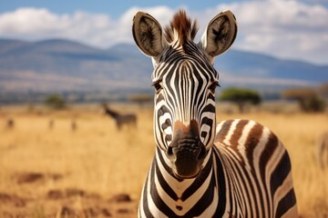 Fototapeta na wymiar Generative AI : Zebras are several species of African equids