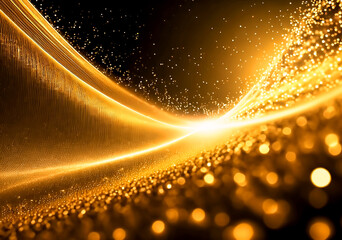 Fototapeta na wymiar 金色に輝く光の波