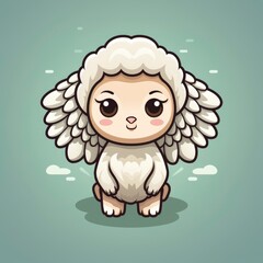 Cute Angel Sheep Flying Cartoon, Cartoon Illustration For Tshirt, Mug