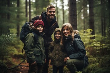 Generative AI : family weekend in the forest, hiking in the forest.