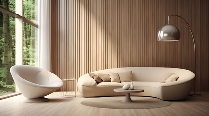 modern living room with furniture and light in a stylish living room concept, in the style of narrative paneling, ethereal minimalism, eco-friendly craftsmanship, flattering lighting