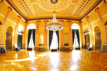 Empty hotel hall, luxury ballroom for banquet or dance, space for conference or event....