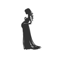 Beautiful Pregnant woman silhouette. Vector illustration design.
