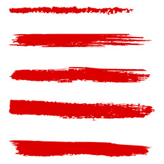 set of watercolor paint strokes. Set of vector brush strokes red.