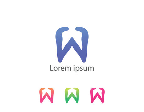Vector modern dental logo letter w