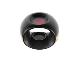 decorative black candle holder for aromatic candle isolated on white background