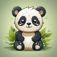 Cute Happy Panda , Cartoon Illustration For Tshirt, Mug