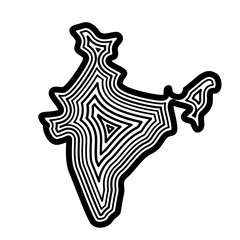 India map with lines illustration on white background.