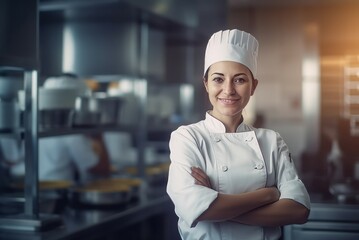 Female chef baker. Woman person chef house cooking cuisine. Generate Ai