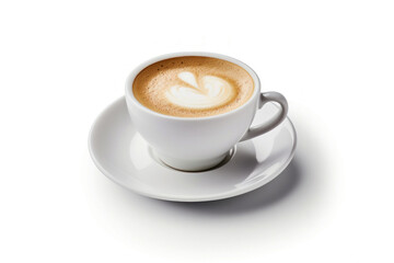Photo of a steaming cup of coffee on a clean, white saucer