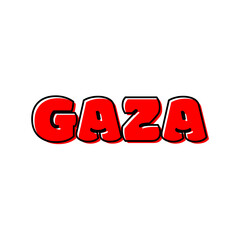 Gaza vector typography with red color on white background.