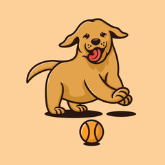 illustration vector of a cute dog playing ball.