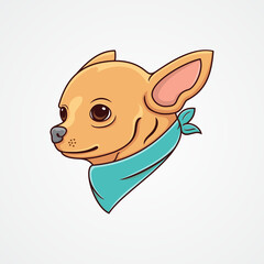 illustration vector of a cute chihuahua dog wearing a blue bandana.