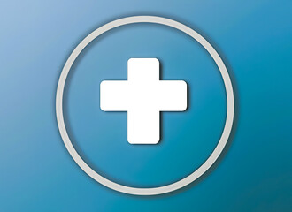 Fototapeta premium Medical cross logo illustration on a blue background.