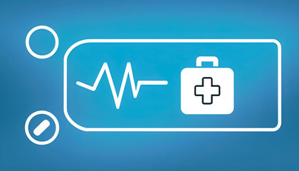 Blue First aid kit icon isolated on blue background.
