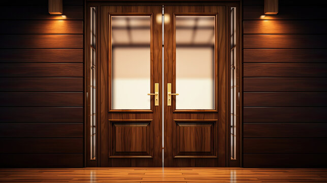 Fototapeta model of classic double entrance wooden doors