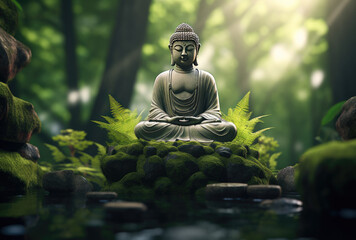 Buddha statue on nature background