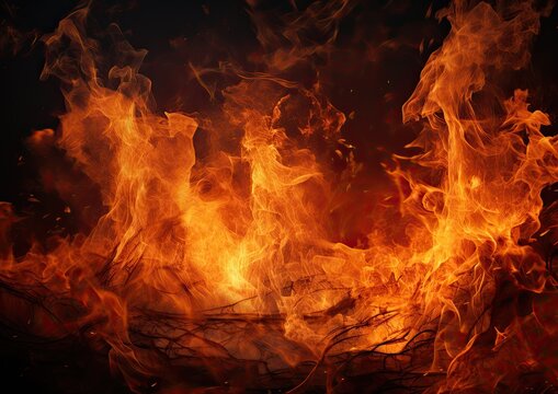 A hyperrealistic fire background, capturing the flames in extreme detail. The image is shot using a