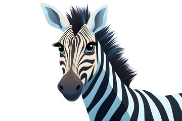 zebra vector style illustration on white background in cute simple cartoon style