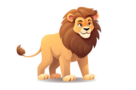 lion vector style illustration on white background in cute simple cartoon style