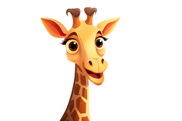 Obraz premium giraffe portrait illustration on white background in cute simple cartoon style