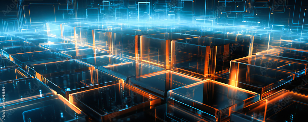 Poster abstract computer architecture. high tech, data and artificial intelligence concept.