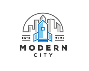 modern city metropolis progress logo icon symbol design template illustration inspiration