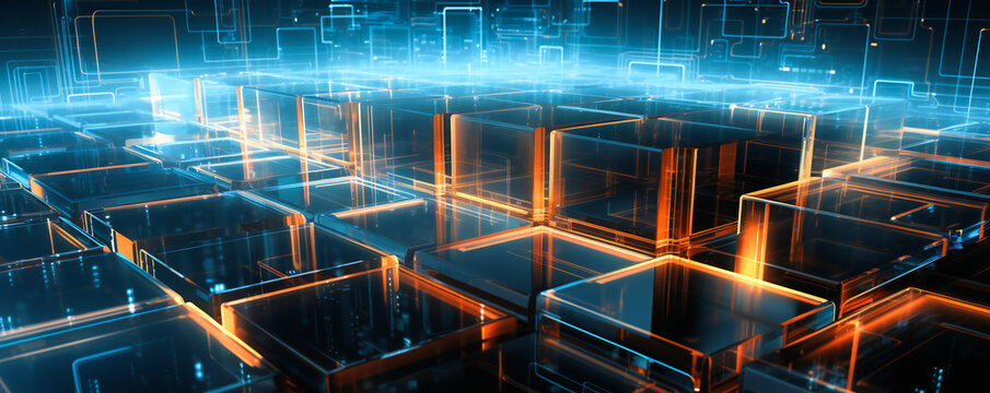 Abstract computer architecture. High tech, data and artificial intelligence concept.