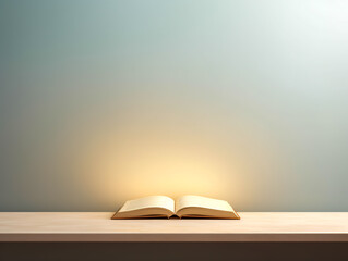 Open book on a light background with space for text, knowledge study concept.