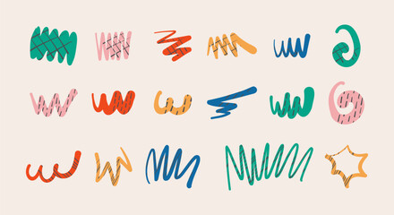 Obraz premium decorative Curl Line Doodle Hand Drawn. swirls and flourishes doodle set collection. isolated Simple vintage elements