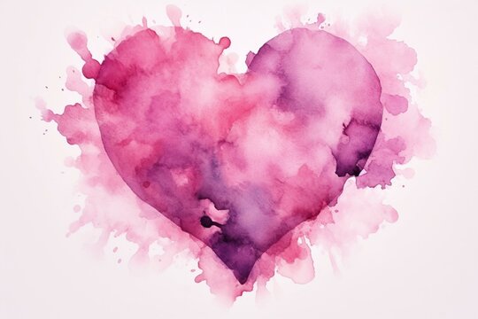 Pink Watercolor Texture In The Shape Of A Heart. Generative AI