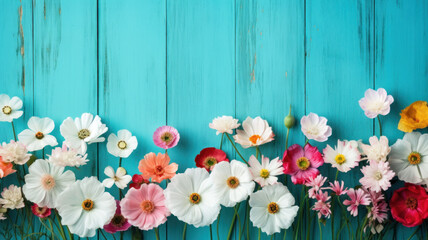 Beautiful flowers on a wooden background
