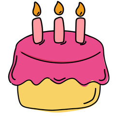 Strawberry Cake with candle cartoon