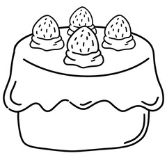 Cake with strawberry and cream outline