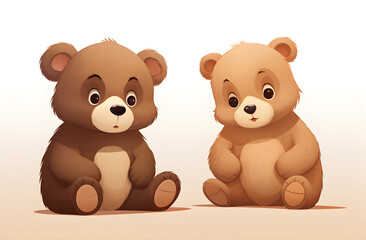 Obraz premium illustration of cute cartoon baby bears sitting isolated on white background