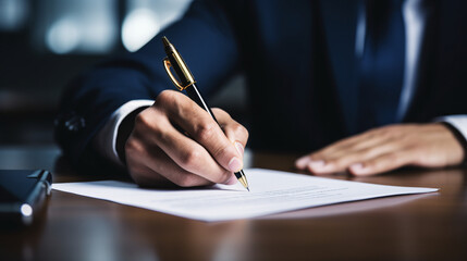 Close-up of Signing a Legal Document - obrazy, fototapety, plakaty