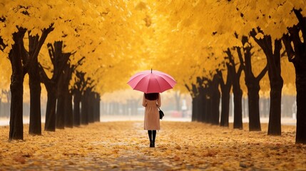 woman walking in autumn park