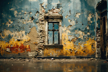 an old building with peeling paint on the walls and windows, which have been stripped down to make way for new ones
