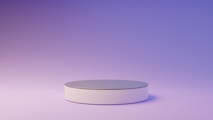 White empty podium or pedestal for product presentation. Mockup platform on violet background. 3d rendering