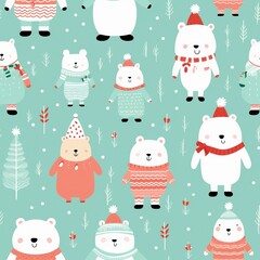 christmas seamless pattern Snowy Delights Kid's Clothes in Fabric 