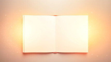Open white book on a light background, top view. - obrazy, fototapety, plakaty