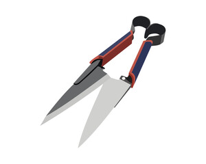 Vector Illustration of Pruning Shears, Garden Tools Flower Scissors isolated on white background. Gardening hand tools