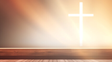 Soft light background with a Christian cross.